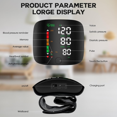 #ad Wrist Blood Pressure Monitor Rechargeable Large LED Screen Dual User Heart Rate $18.99