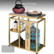 Black Rack Marble Coffee Table Modern Living Room Tea Desk with Storage Shelf