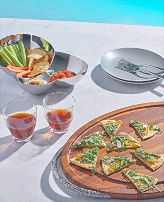 Nambé Pulse Chip Collection Chip & Dip Bowl 7.5”x9.5”x4” Stainless Steel NEW - Image 2 of 4