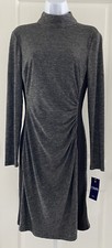 Chaps Ralph Lauren Mock Neck Knit Jersey Dress Size 4
