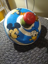 2 Vintage Disney Chein Metal Spinning Top Mickey And Friends Free Shipping