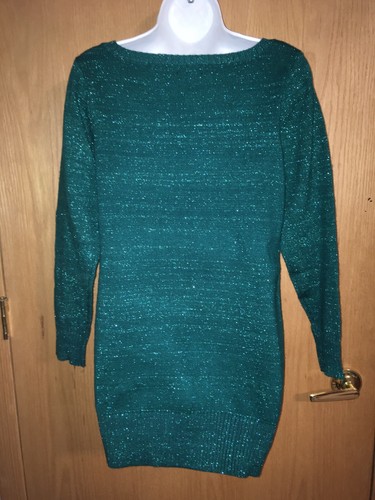 BRAND NEW Metaphor Womens Medium Green Metallic Tunic Pullover Sweater Top - Bild 3 von 6