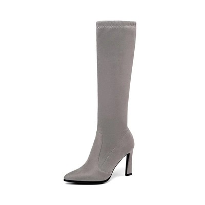 Fashion Autumn Winter Boots Pointed Toe Thin High Heels Knee High Stretch Boots