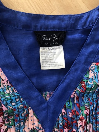 Vtg 80s DIANE FREIS Georgette Tunic Dress Paisley Puff Pleated Tent Trapeze XL - Picture 8 of 8