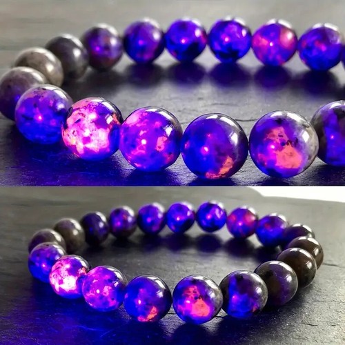 Yooperlite Flame Stone Luminous Energy Natural Stone Beaded Bracelet FREE POST - Picture 5 of 7