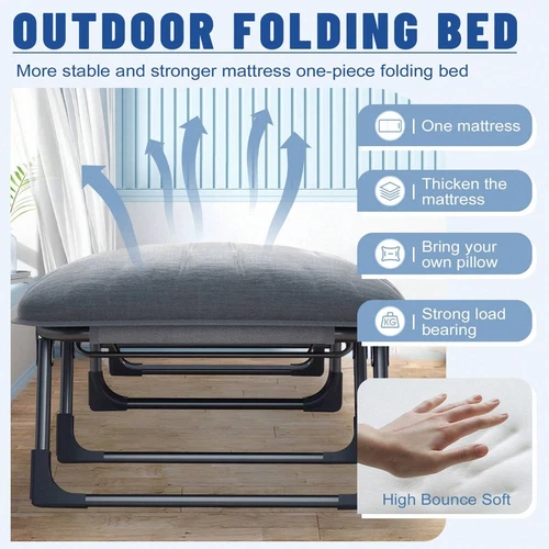 66in Adults Folding Sleeping Cot Guest Bed Heavy Duty Portable Cots Camping - Picture 9 of 15
