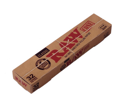 1 Packung (32 Cones) RAW Classic Cones 1 1/4 Medium, vorgerollt mit RAW-Tip