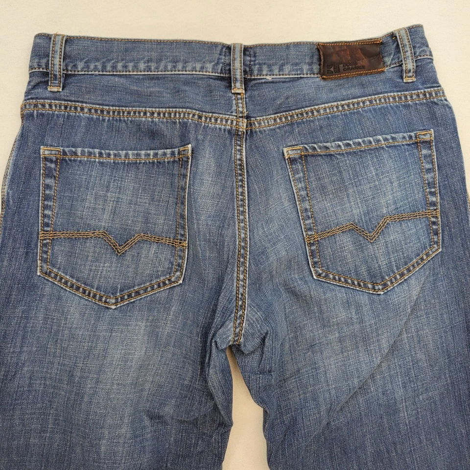 Pantalones de mezclilla Hugo Boss para hombre 34x34 azul recto naranja 31 viento botón recto mosca Foto 4 de 4