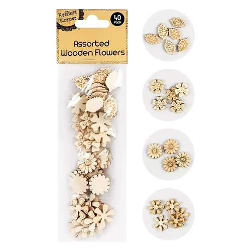 160x Assorted Wooden Flowers Leaf Handmade Home DIY Craft Wedding Party Decor - Picture 4 of 10