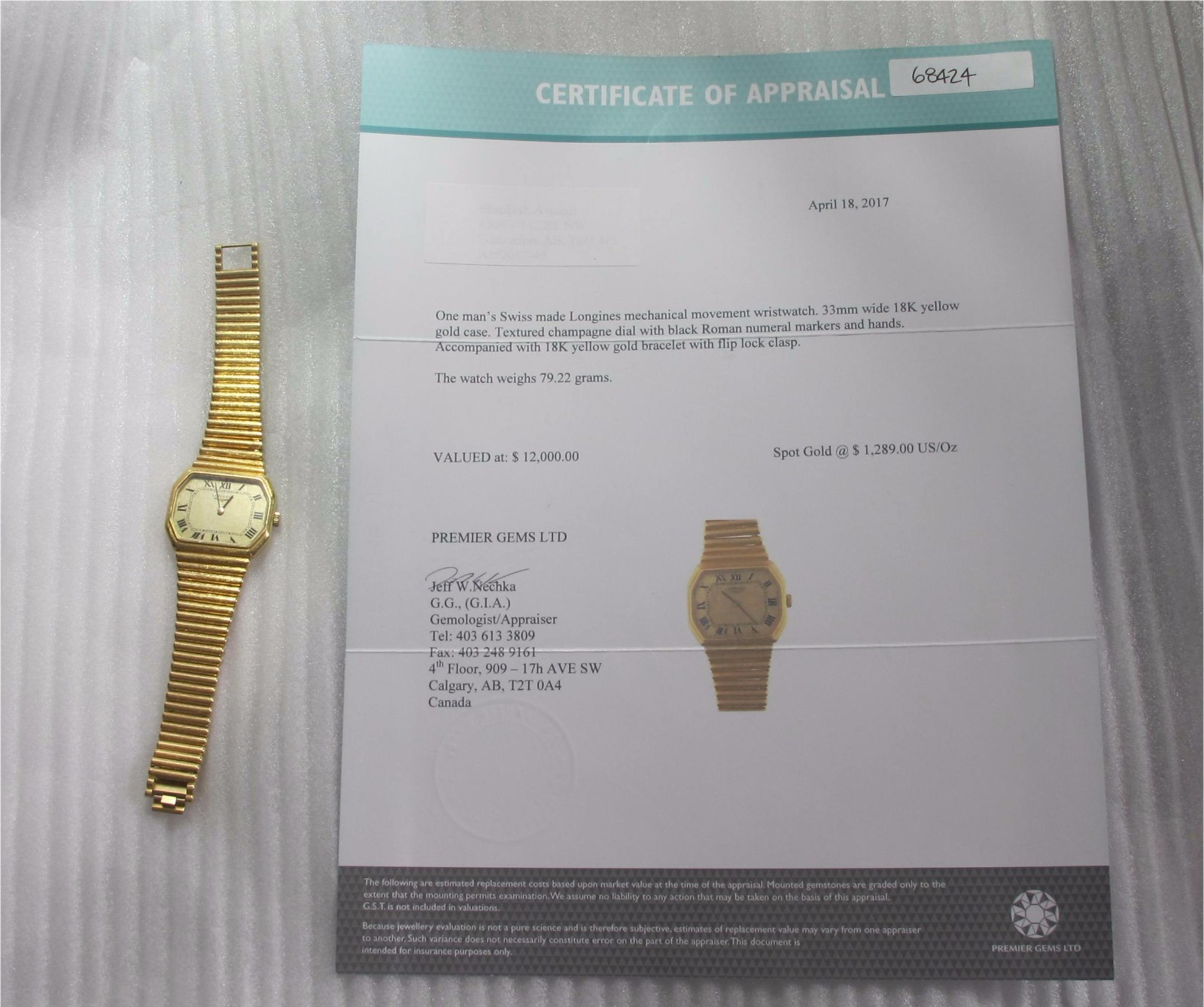 Longines 18K Yellow Gold 72 grams Mechanical Men's Watch $12000.00  Not Scrap