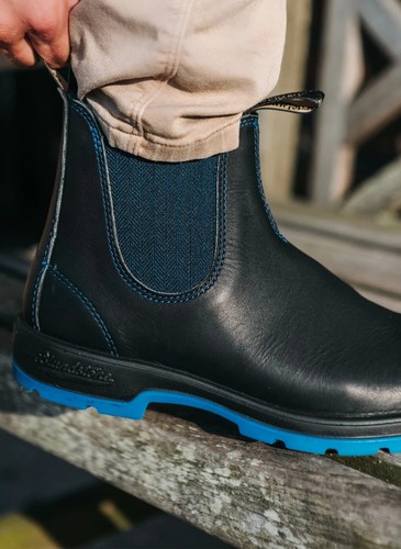 Blundstone 2343 Boots Unisex Classic Chelsea Black Blue Leather Ankle Boot - Picture 7 of 13