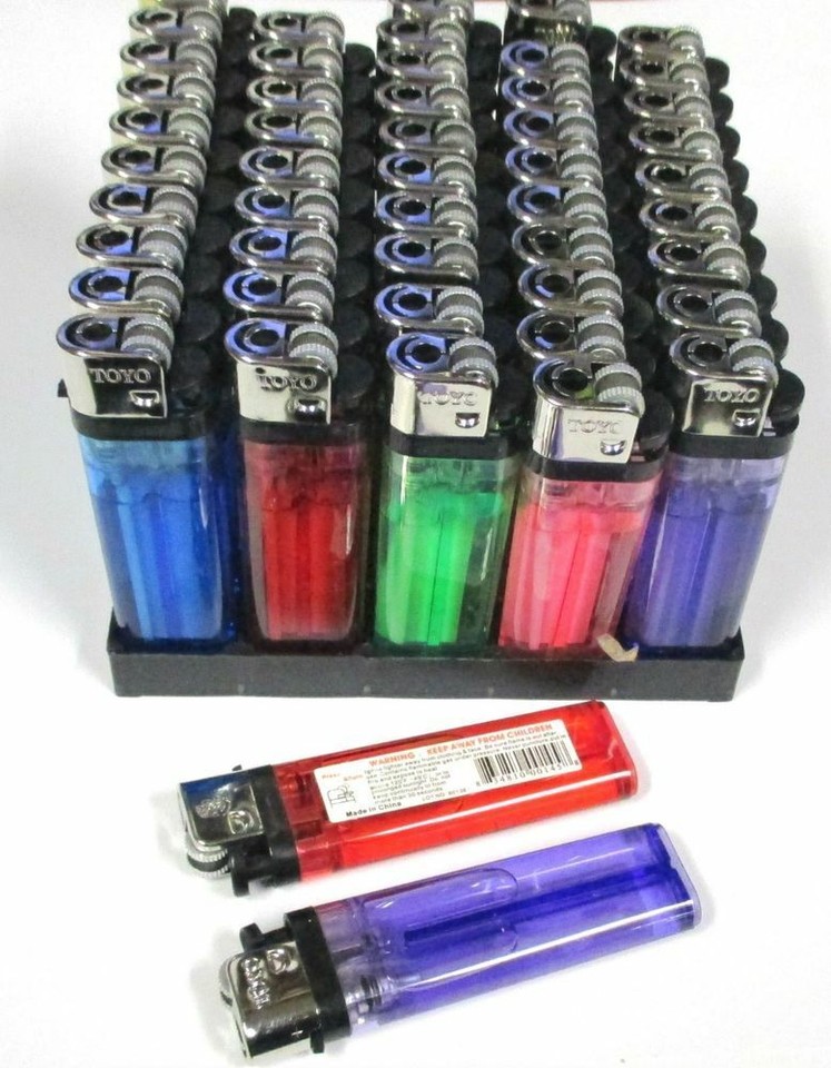 50 Disposable Lighters Bulk Wholesale Lot With Free Stand For