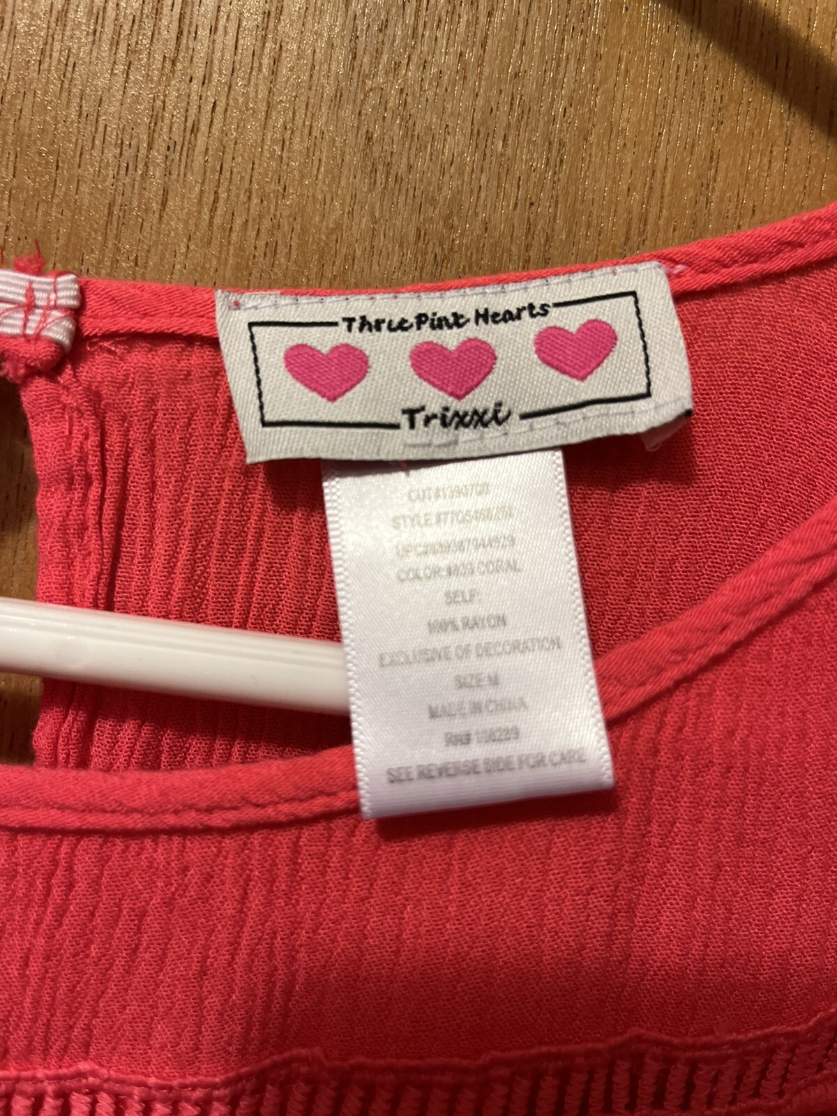 Three Pink Hearts Trixxi Womens Coral Bell Sleeve Blouse Top Sz M eBay