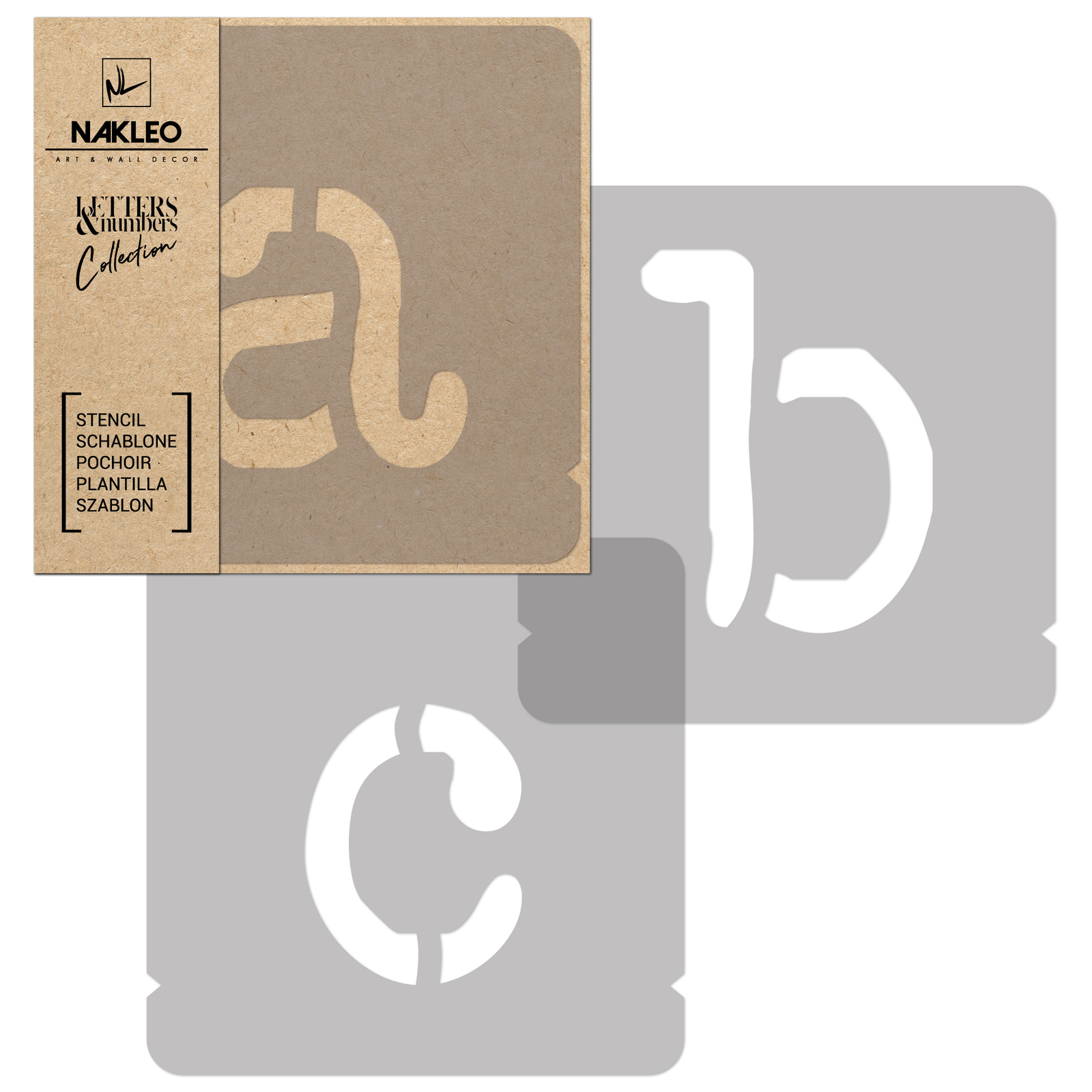 Stencil Lettere e Numeri Riutilizzabili / 100mm / Typewriter Alfabeto Minuscole