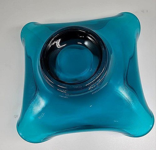 Pañuelo épico vintage de vidrio vikingo Bluenique baratija cuenco plato de caramelo MCM - Imagen 4 de 4