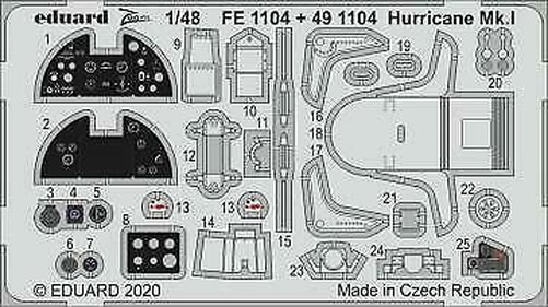 Eduard Accessories FE1104 - 1:48 Hurricane Mk.I for Airfix - New