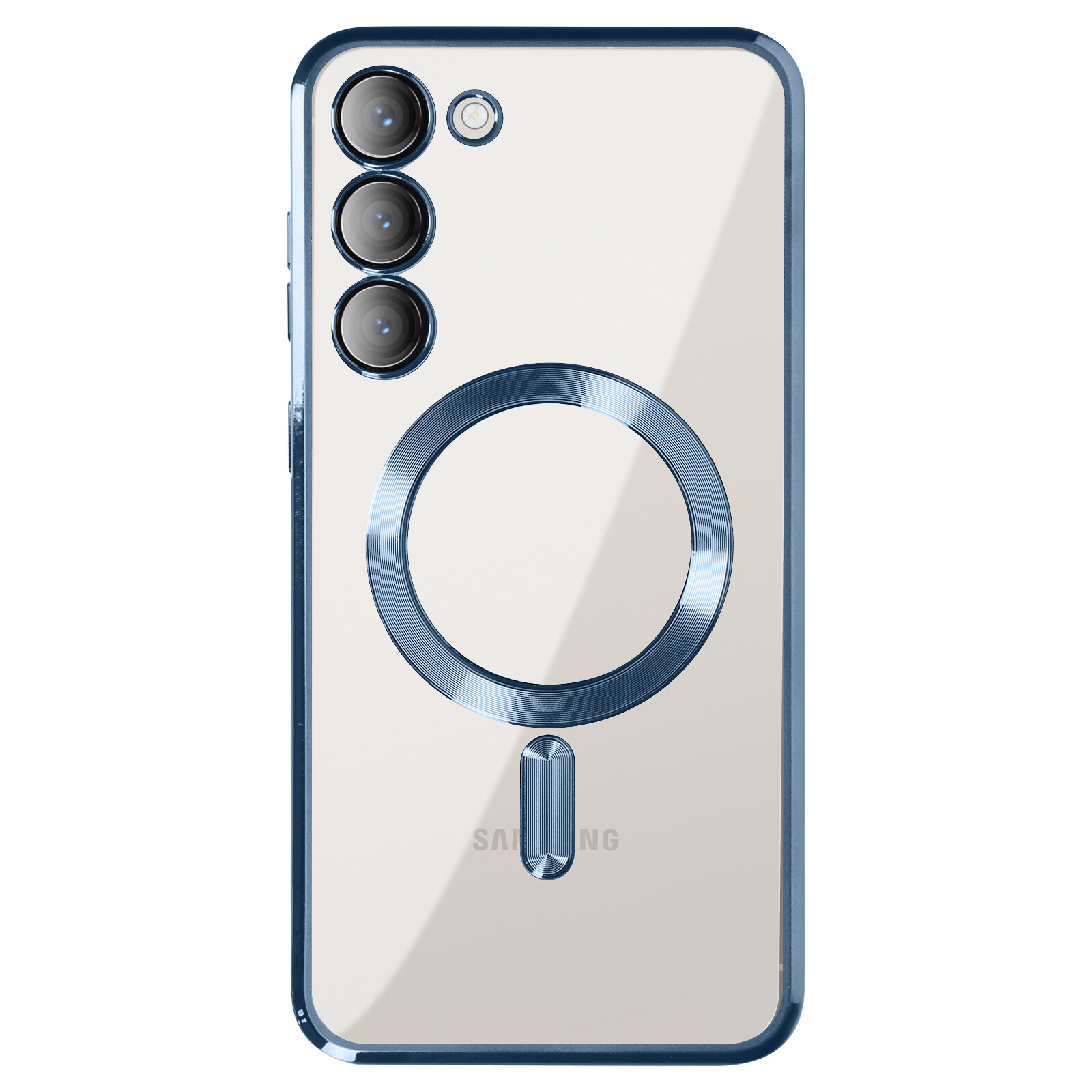 Case for Samsung S23, Camera Protection, Transparent/Blue