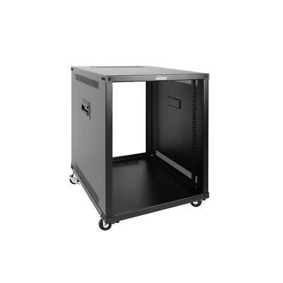 12U Portable Rolling Network Rack, 4-Post Mobile Open Frame Server Rack with ...