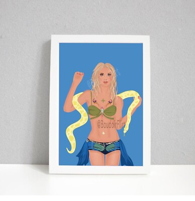 Rare Britney spears Slave For You Illustration  print postcard Wall Art Poster