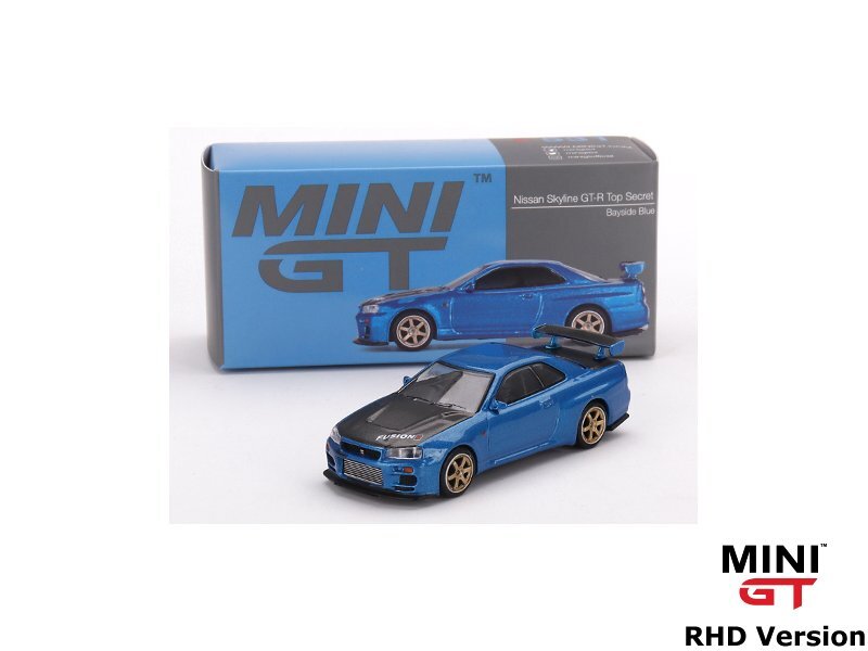 NISSAN Skyline GT-R (R34) Top Secret - Bayside Blue - Mini GT 1:64