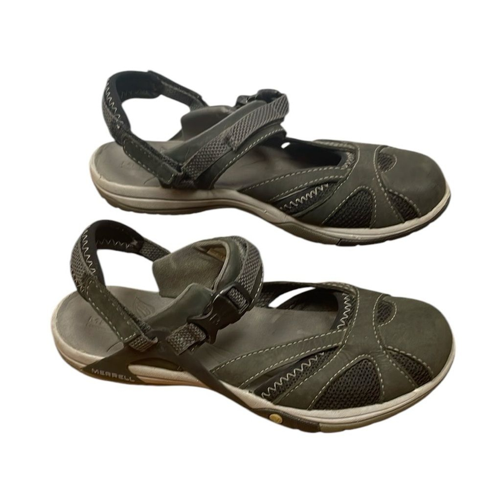 Sandali Merrell neri e grigi sirena Mary Jane punta cappuccio escursionismo outdoor tempo libero