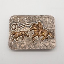 Vintage STERLING SILVER BUCKLE Mens COWBOY RARE 40g