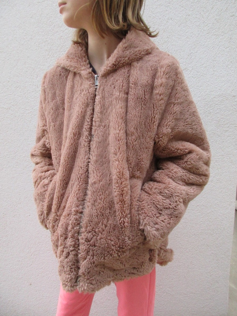 Manteau aspect daim - camel - à capuche - fille - zara