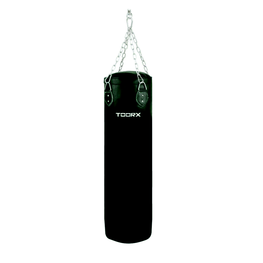 Sacco Boxe absolute in ecopelle peso 30 kg con 4 catene e gancio Nero Toorx