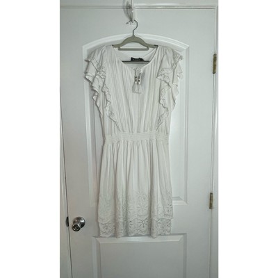 Ralph Lauren Black Label White Eyelet Embroidered Ruffled A-Line Dress 8 NWT