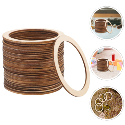 50 Pcs Wooden Accessories Craft Supplies Unfinished Macrame Rings