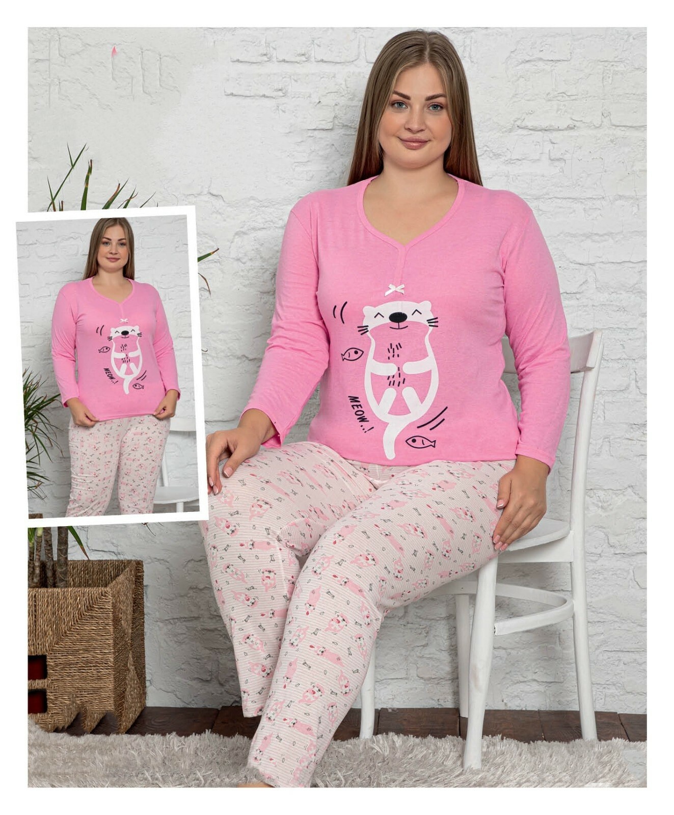 Damen Gro e Gr en Pyjama Lang Baumwolle Schlafanzug 2 Teiler Set L 98 damen-gro-e-gr-en-pyjama-lang-baumwolle-schlafanzug-2-teiler-set-l-98
