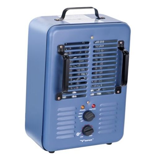 Milkhouse Space Heater, 1300W/1500W Heater with Thermostat, 3 Heat Blue