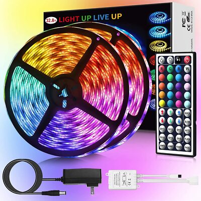 LED Strip Lights Bedroom, 32.8ft RGB LED Light Strips Waterproof Color Changing 