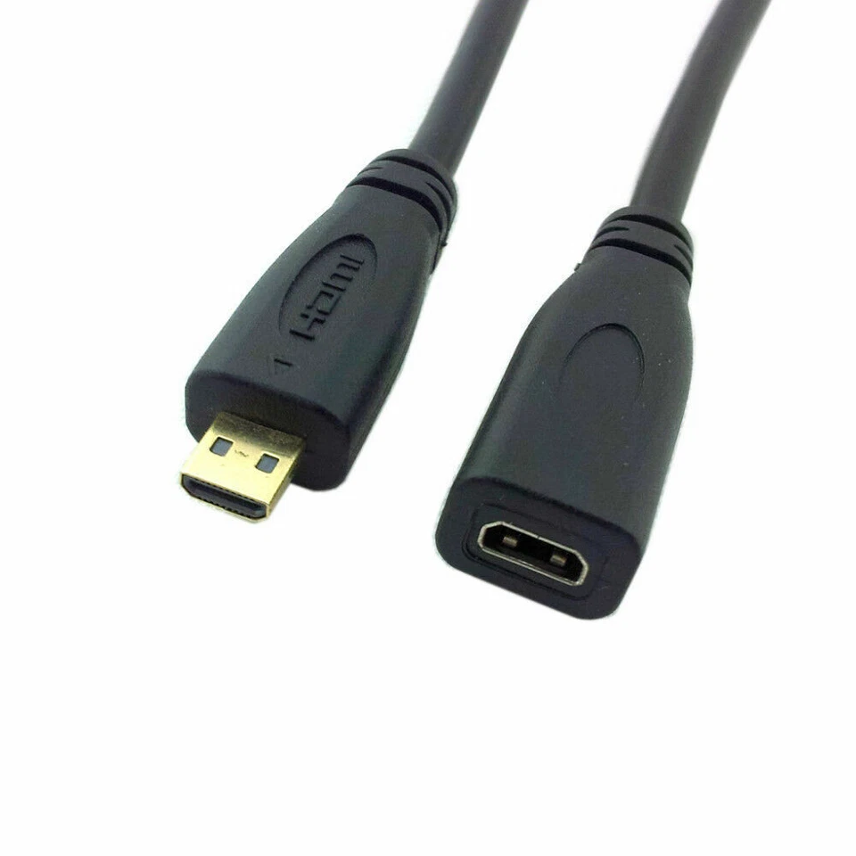Micro HDMI Male to Female M/F Extension 1.4v 3D Type Cable - 30cm - Image 3 of 4