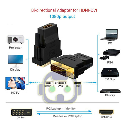 1920 x 1080   HDMI Video Adapter  NEW  DVI Male to HDMI Female.  DELL HP