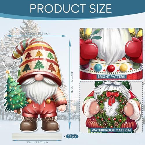 Fayoo 9 Pcs Christmas Gnome Yard Stakes Gnome Yard Signs with Multicolor-gnome - Picture 3 of 8