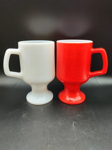 Pair Of Vtg CorningWear Milk Glass Coffee Mugs