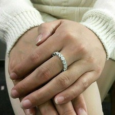 4.2CT Round Cut Moissanite Full Eternity Wedding Band Ring 14K White Gold Plated