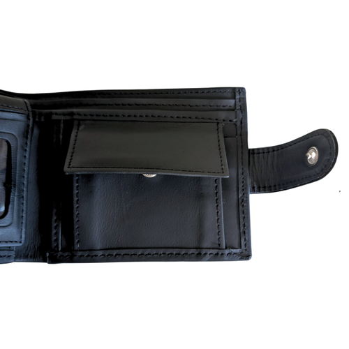 Mens Black Leather bifold Wallet with Coin Pocket ID Window RFID Blocking . - Picture 7 of 8
