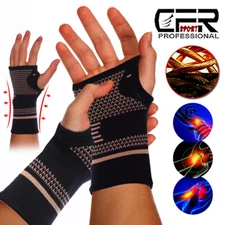 Copper Wrist Support Brace Gym Compression Sleeve Arthritis Carpal Tunnel Hand C