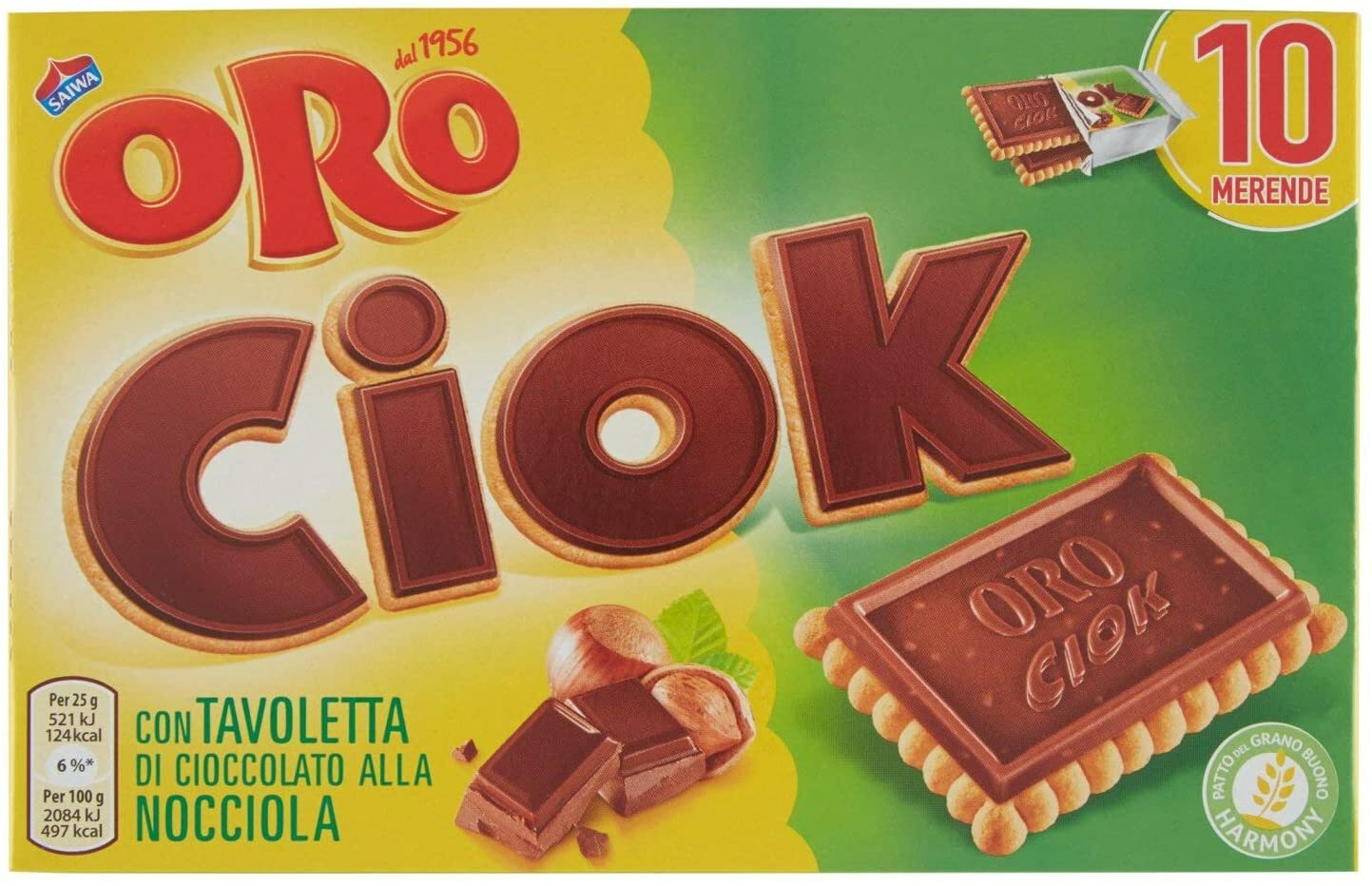 Saiwa Oro Biscotti Ciok con Tavoletta di Cioccolato alla nocciola - 250 g