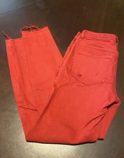 Express Ankle Legging Red High Rise Jeans Size 2R Distressed Stretch Jeans