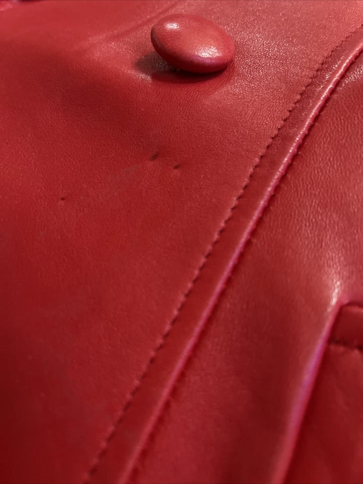 DKNY Vintage Red Leather Jacket Women’s Small friends Phoebe Buffay 90s 2000s  - Image 4 of 4