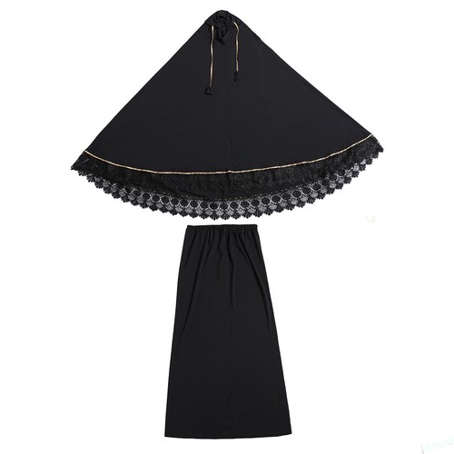 2pcs Women Prayer Dress Abaya Hijab Khimar Skirt Kaftan Dress Muslim Overhead - Picture 5 of 53