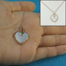 14k Yellow Gold Heart Love Mother of Pearl Pendant