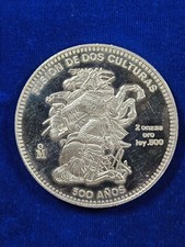 ? 1992 Mexico 2 oz .500 Gold Medal 500 Anos Fusion Culturas Mexican, 1 oz AGW 3999.99 per troy oz