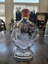 Collectible Heart Shaped Pressed Glass Vase / Bottle w Cork Italy