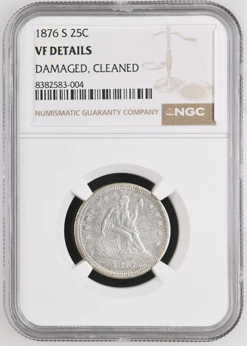 1876-S Seated Liberty Quarter Dollar NGC Certified VF Details