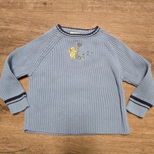 Classic Pooh Light Blue Vintage Y2k Ribbed Knit Sweater Embroidery 24m