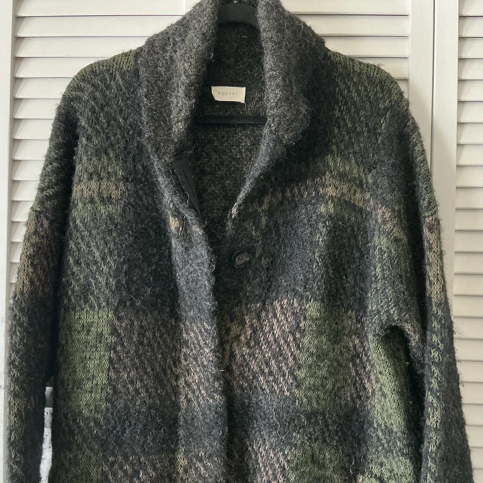 Abrigo Poetry Alpaca Boucle’ para mujer talla 6 de gran tamaño negro jaspeado boho cottagecore Foto 4 de 4